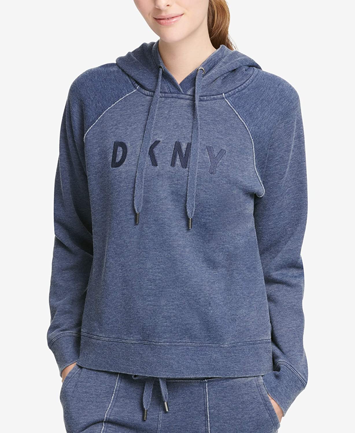 Dkny Womens Sport Cropped Logo Hoodie Blue Size Large 802892470301 | eBay